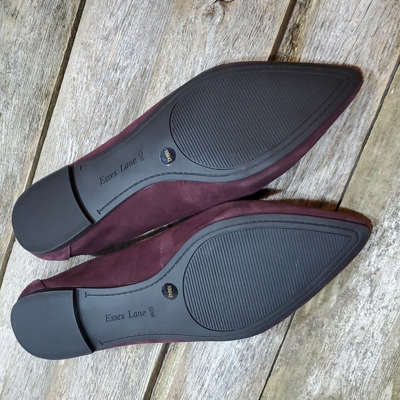 Essex Lane El-Alenor 10M Deep Wine Suede & Croc print loafer flats #3026 - Picture 6 of 9